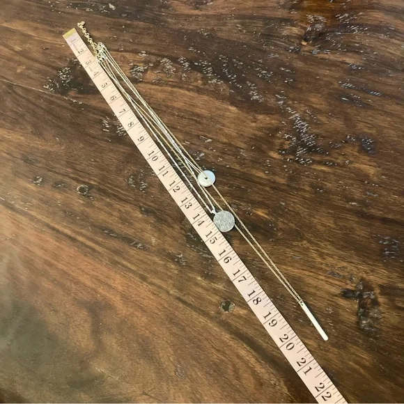 Lucky Brand Silver Gold Disc Layering Necklace Mixed Metal - Picture 8 of 8